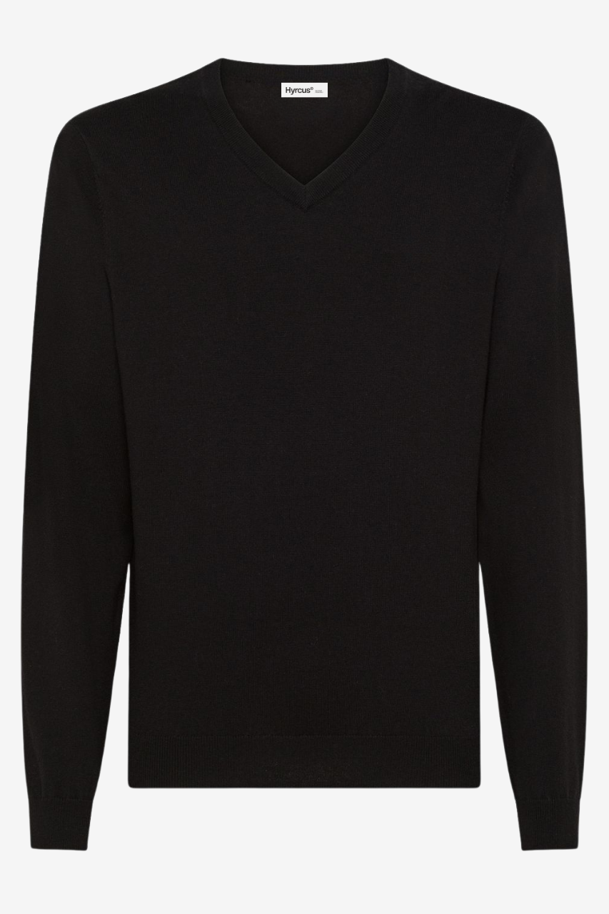 Maglia con Scollo a V in Lana Merino Extrafine / Nero - Ideal Moda