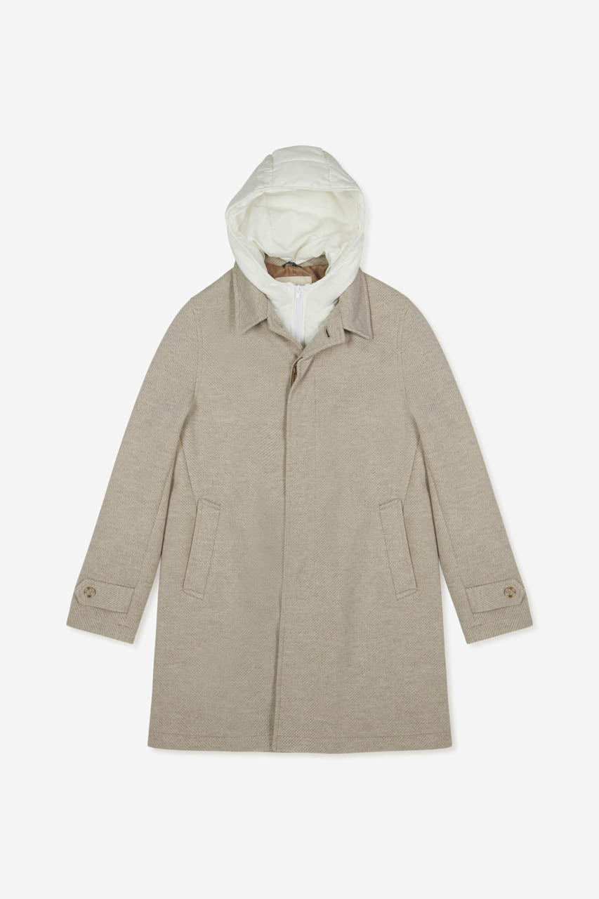 Cappotto Monopetto con Pettorina / Beige - Ideal Moda