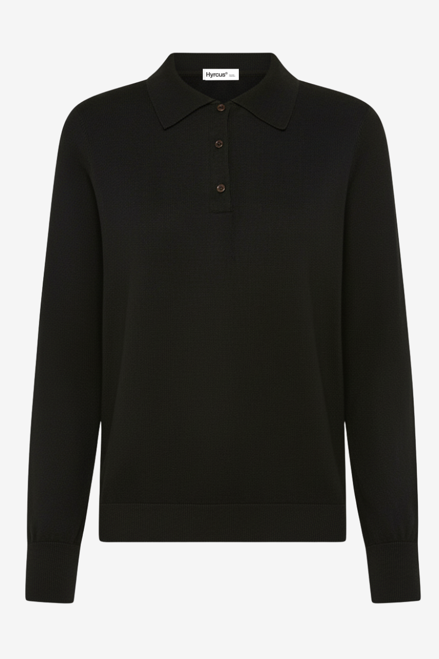 Maglia Polo in Lana Merino Extrafine / Nero - Ideal Moda