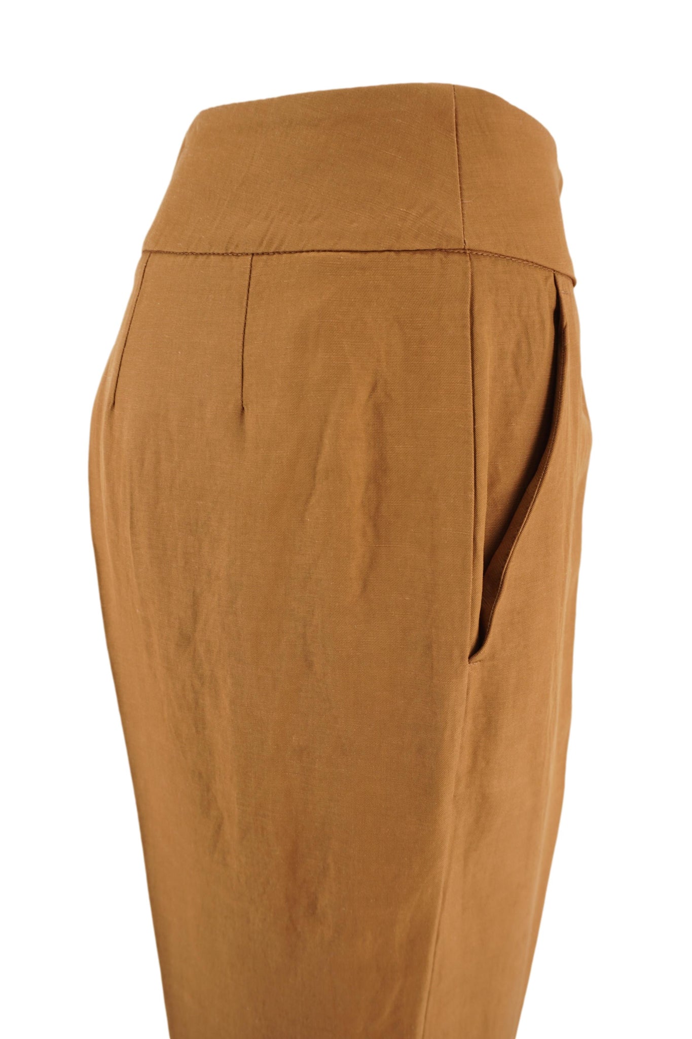 Pantalone in Viscosa e Lino / Marrone - Ideal Moda