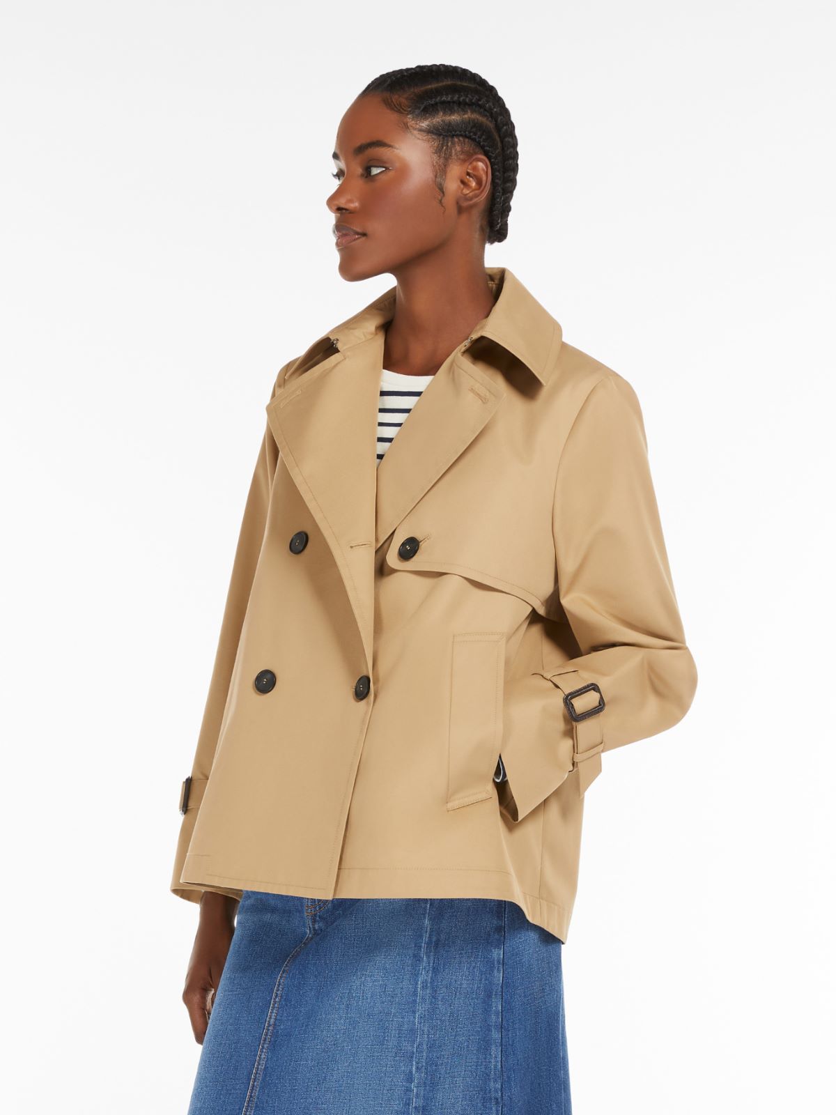 Trench Corto in Gabardina / Beige - Ideal Moda
