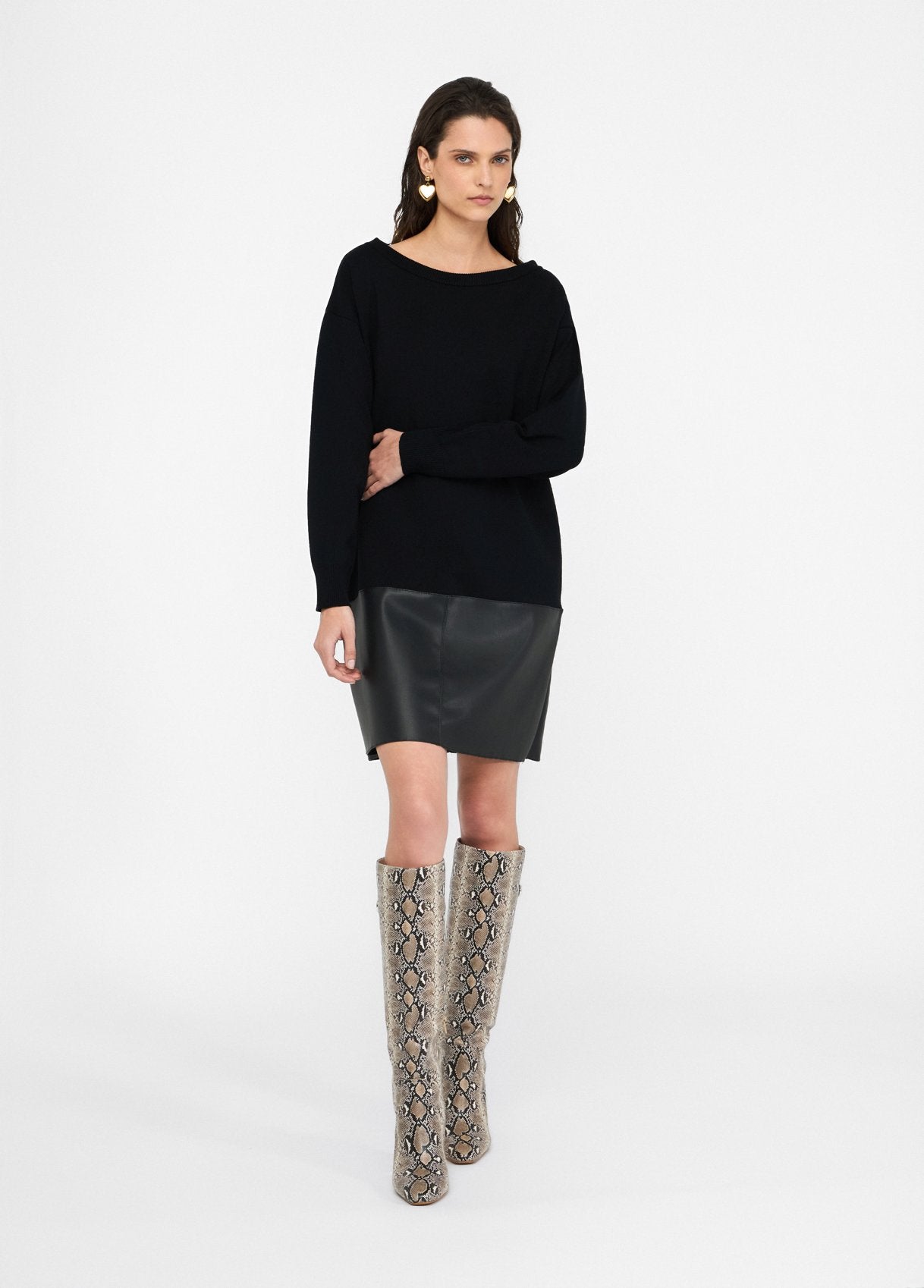 Abito Corto in Maglia / Nero