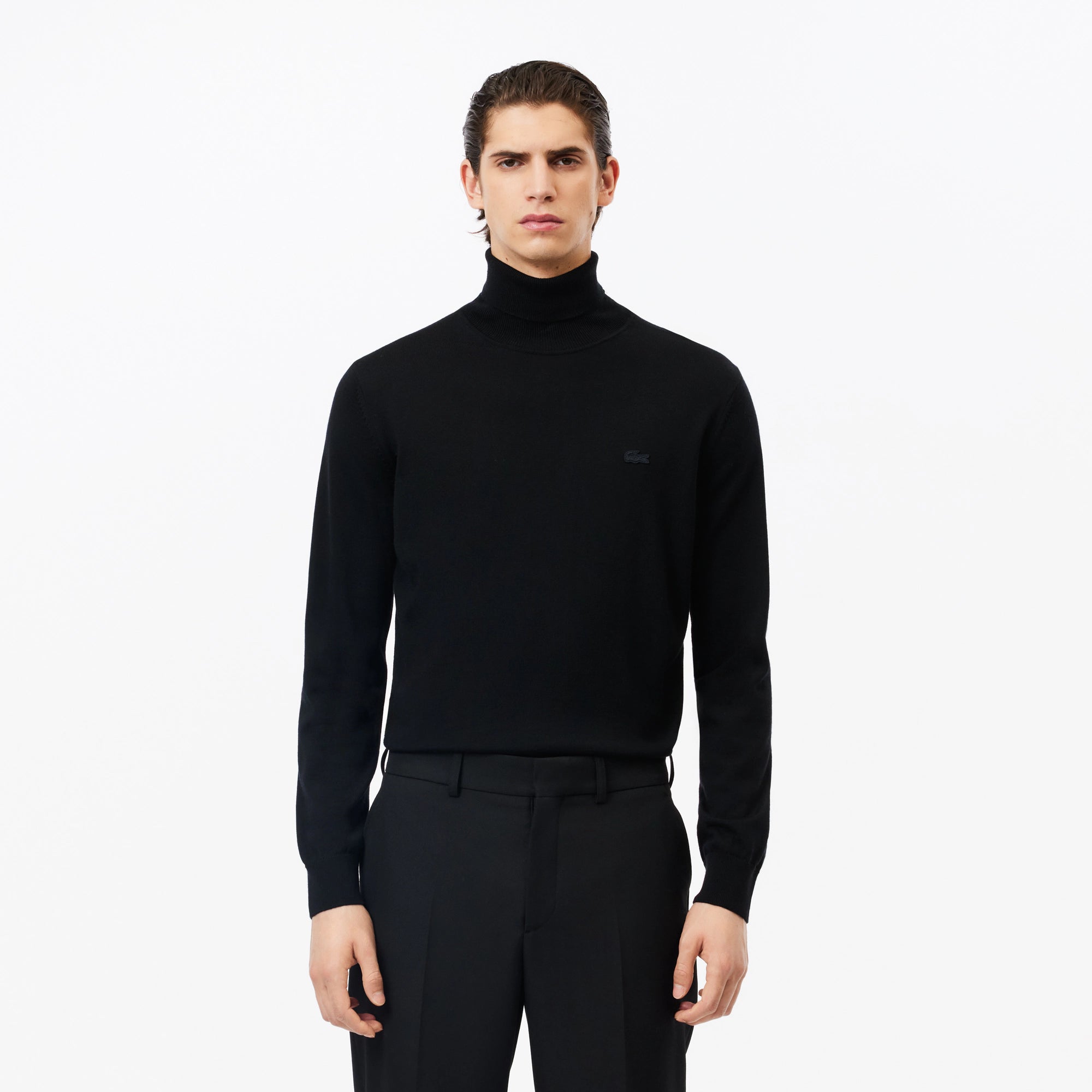Maglia da Uomo in Lana con Collo Alto / Nero - Ideal Moda