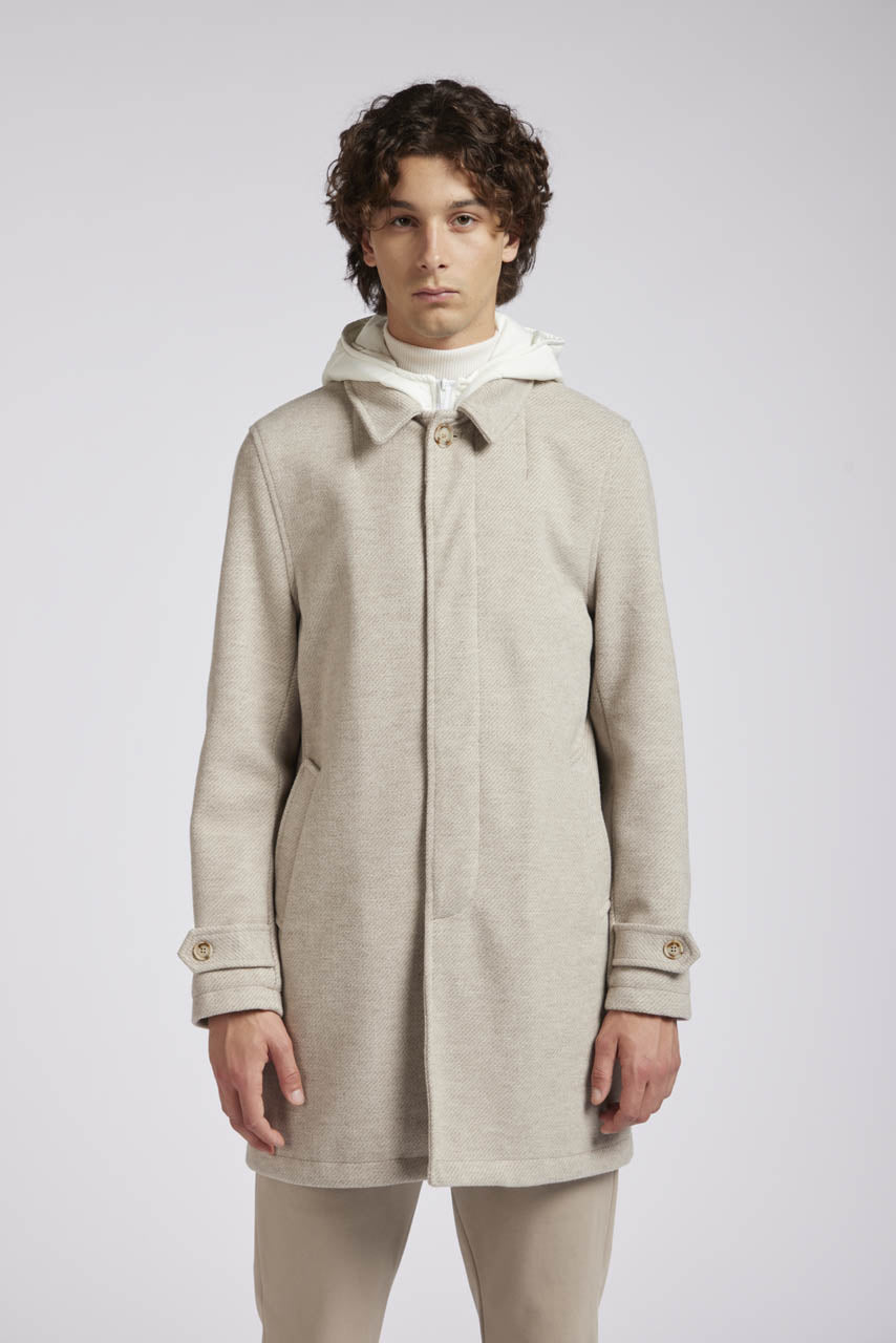 Cappotto Monopetto con Pettorina / Beige - Ideal Moda
