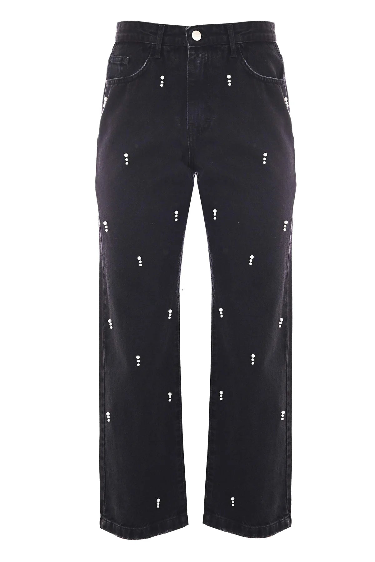 Jeans con Decorazione Perline / Nero - Ideal Moda