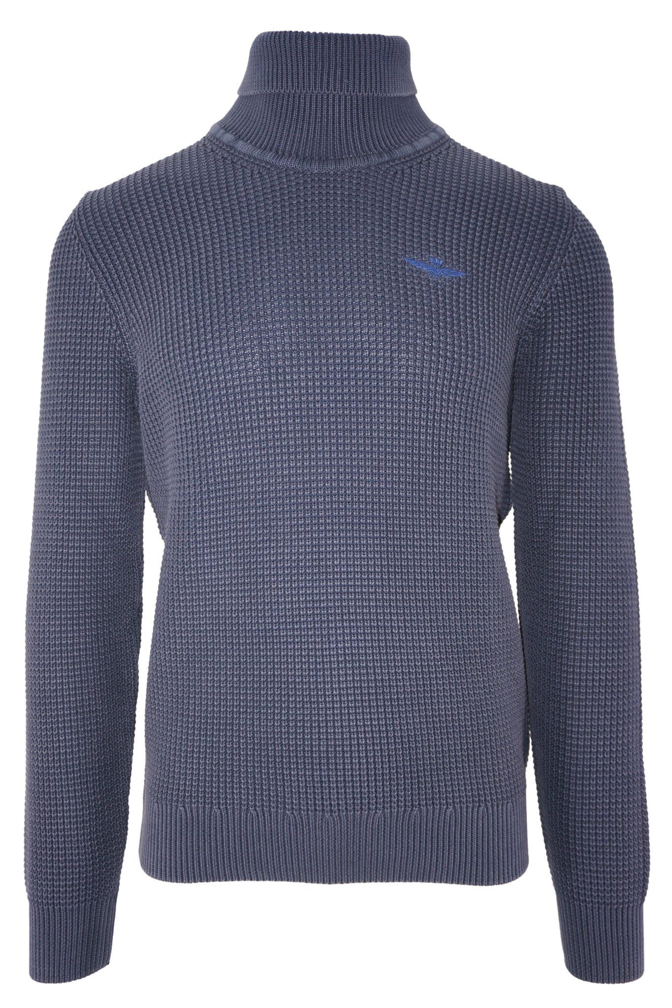 Maglia Dolcevita con Logo Ricamato / Blu - Ideal Moda