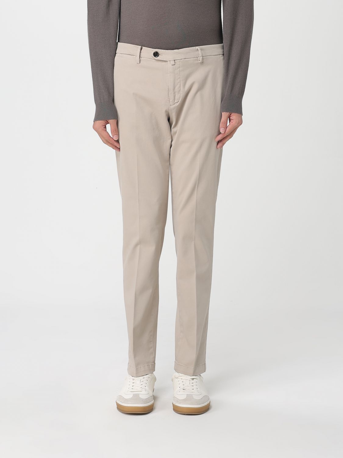 Pantalone in Cotone Slim Fit / Beige - Ideal Moda