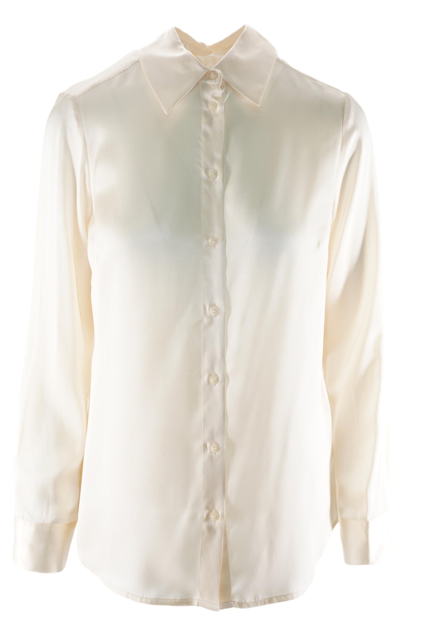 Camicia in Seta con Collo Classico / Beige - Ideal Moda