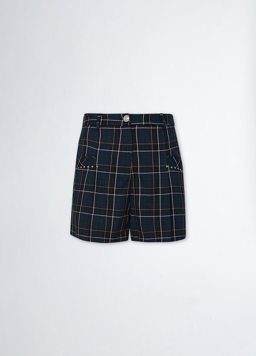 Short con Fantasia Check / Verde - Ideal Moda
