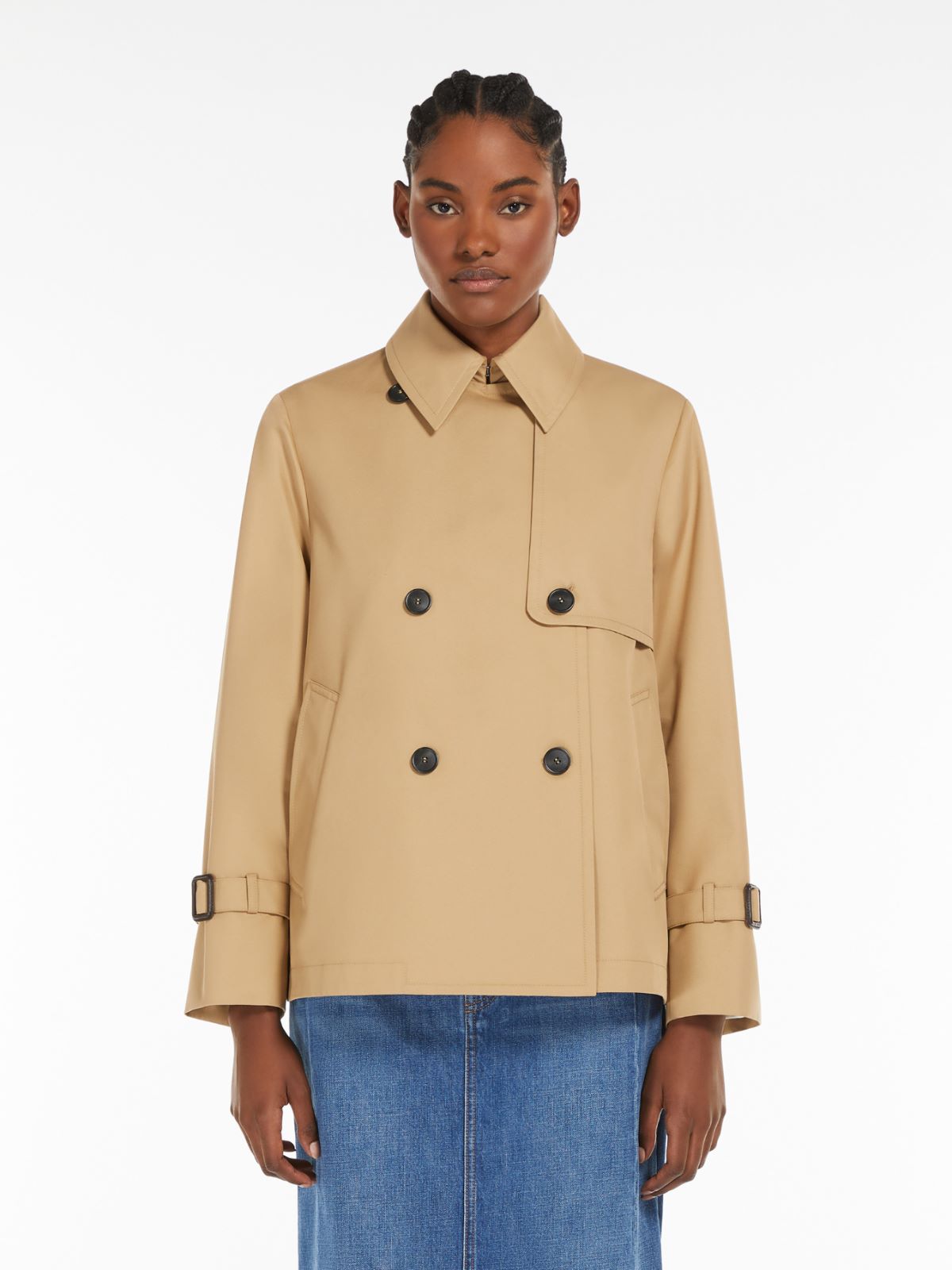 Trench Corto in Gabardina / Beige - Ideal Moda