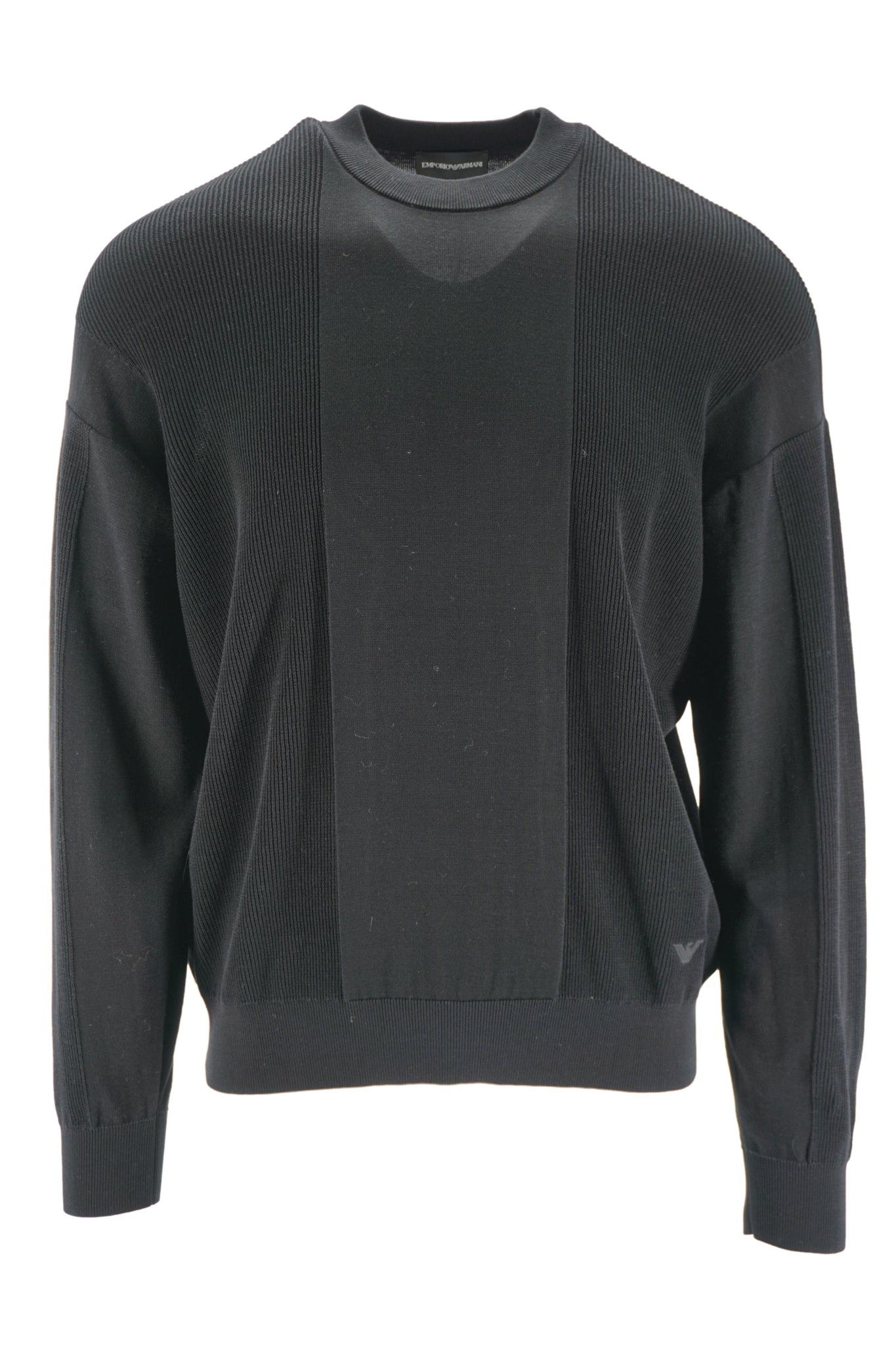 Maglione a Costine con Inserti / Nero - Ideal Moda