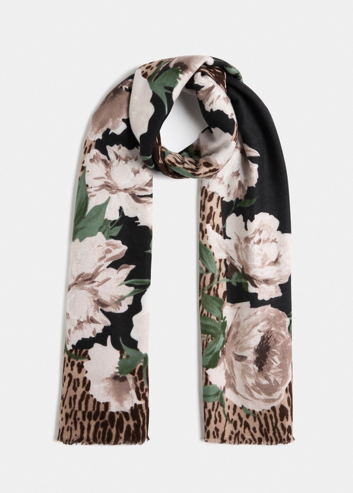 Stola Animalier con Fantasia / Nero - Ideal Moda