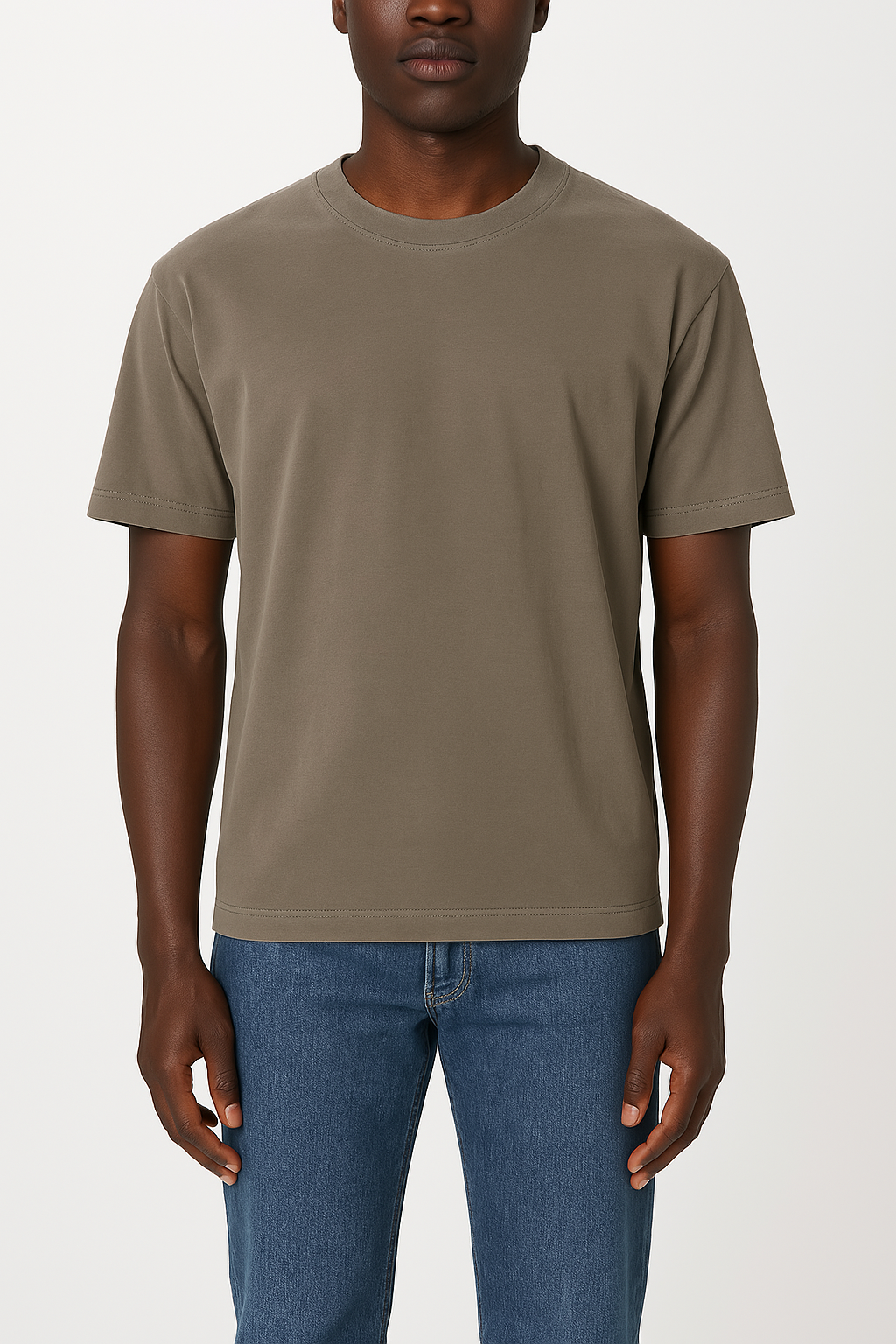 T-Shirt in Cotone Organico / Marrone - Ideal Moda