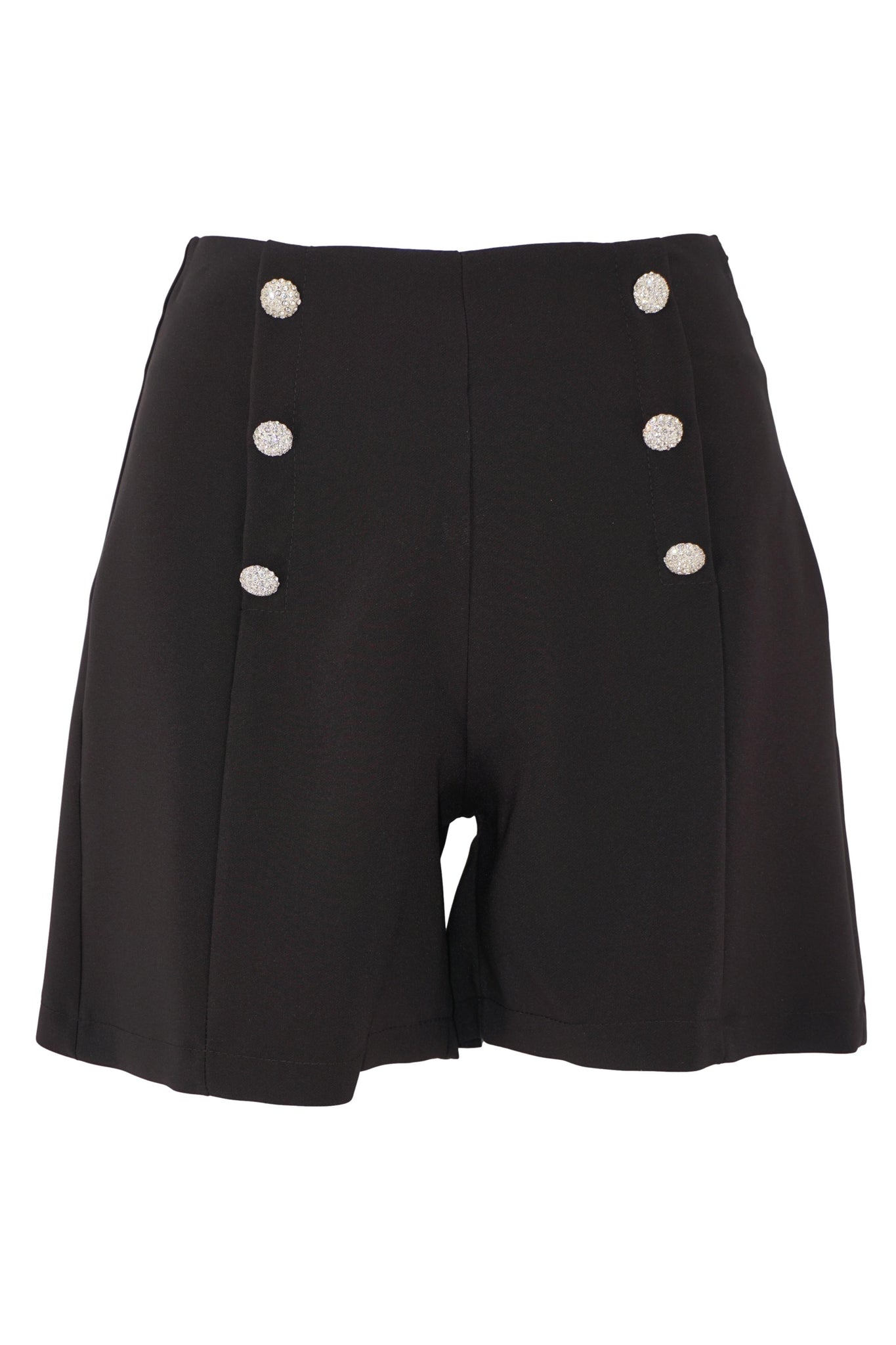 Pantaloncino con Bottoni Gioiello / Nero - Ideal Moda