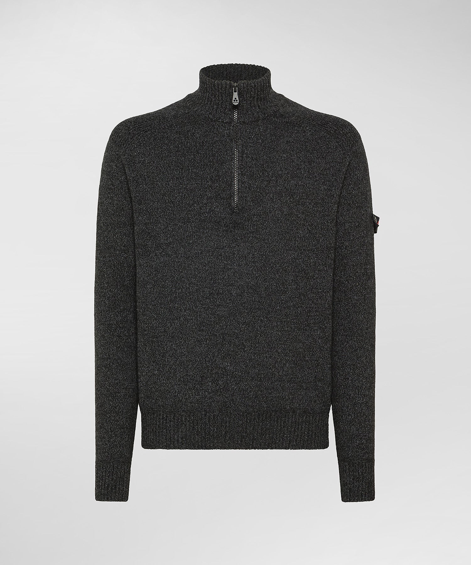 Maglia Moulinè con Mezza Zip / Nero
