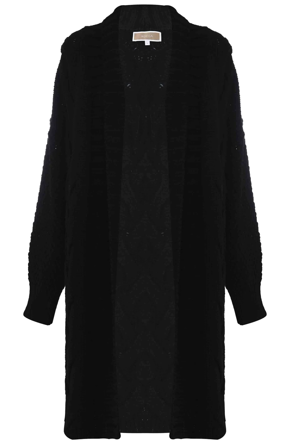Cardigan Lungo con Scollo Sciallato / Nero - Ideal Moda