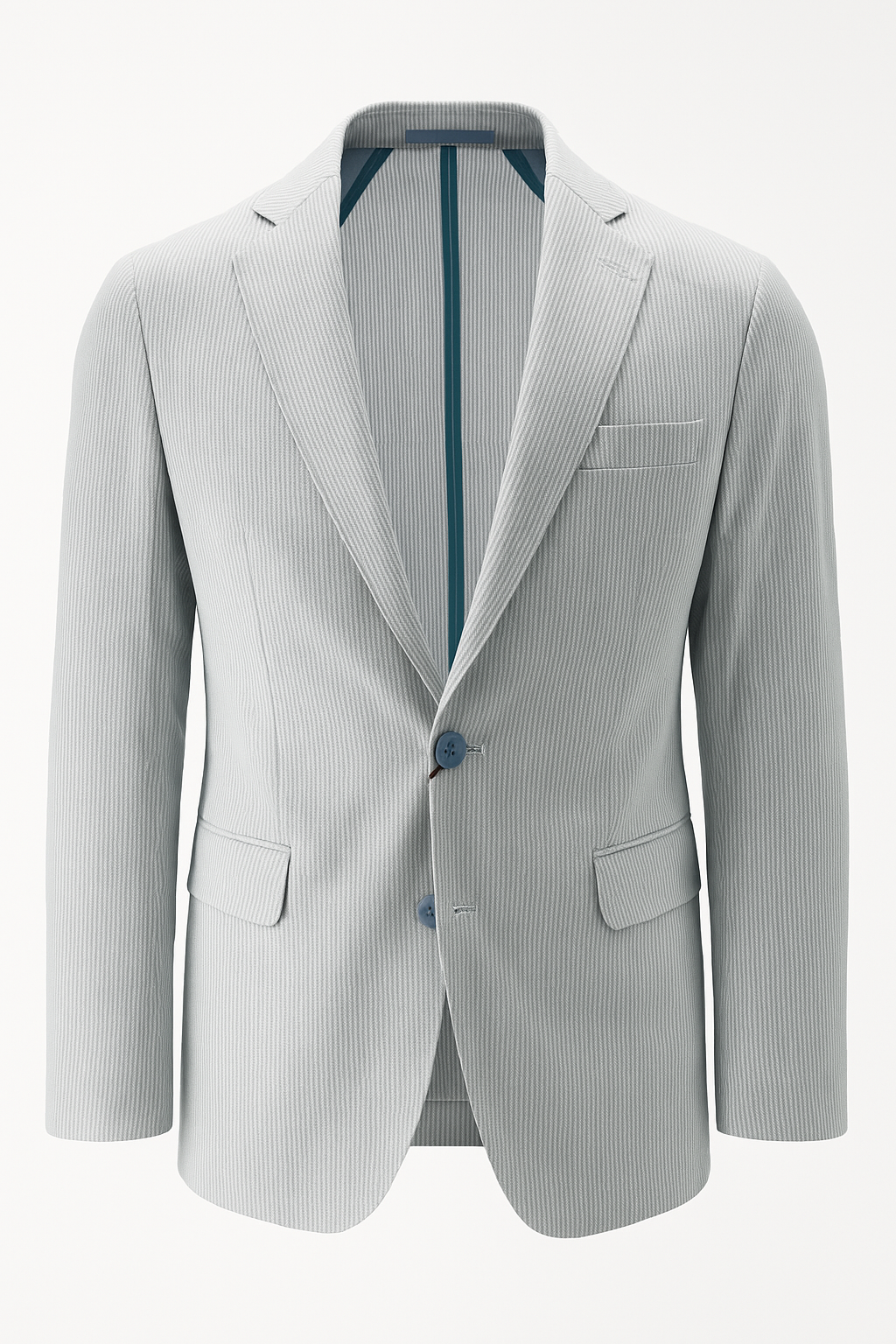 Giacca in Misto Lino con Fantasia / Azzurro - Ideal Moda