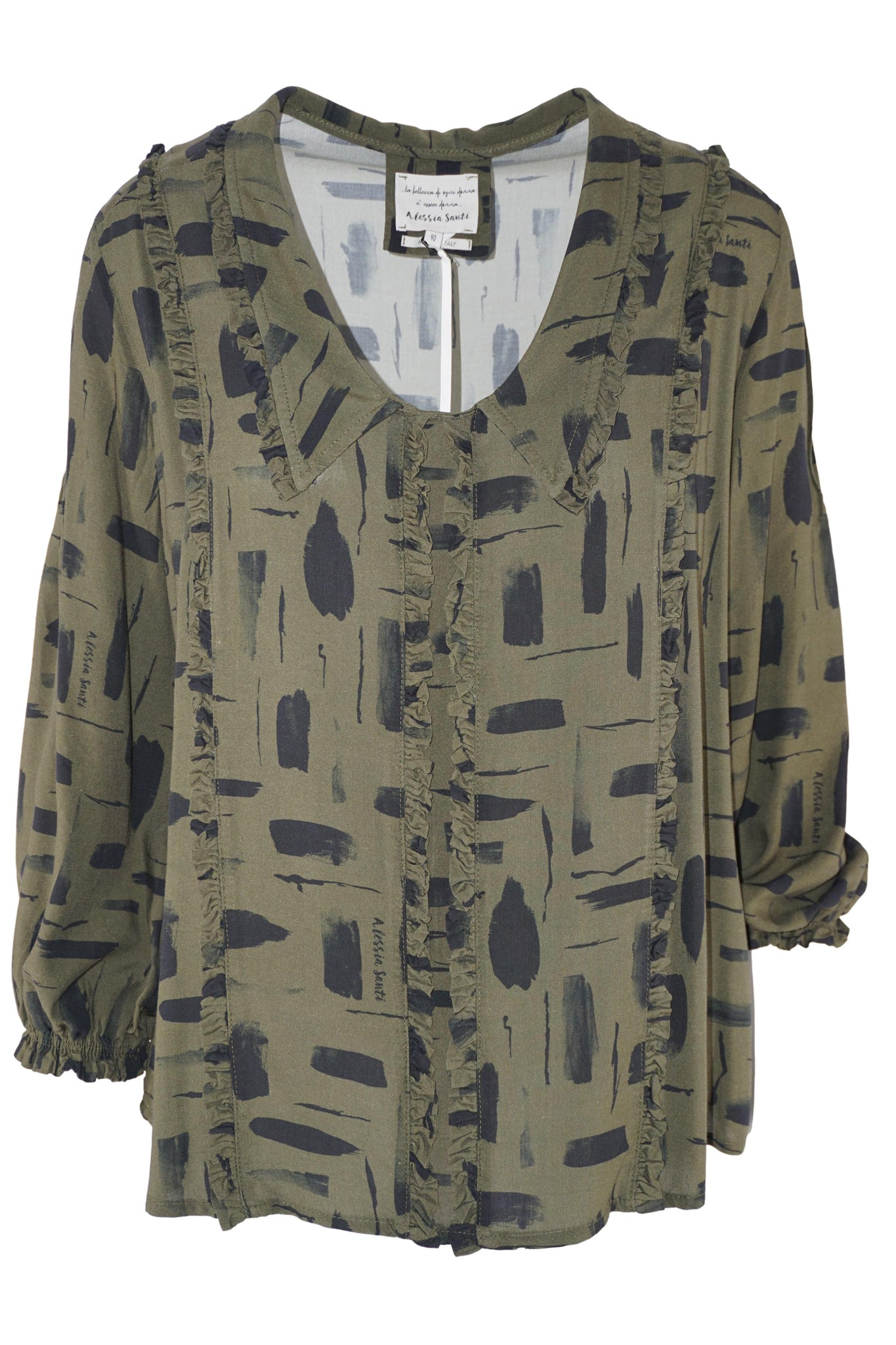 Blusa in Viscosa con Stampa / Verde - Ideal Moda