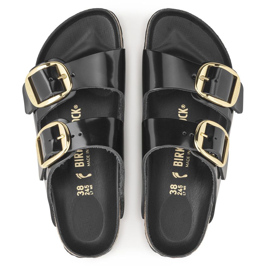 Sandalo Arizona Big Buckle in Pelle Vernice / Nero - Ideal Moda
