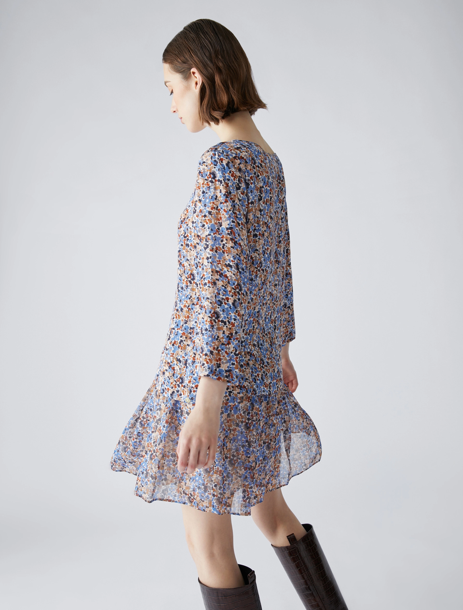 Blusa con Fantasia Floreale / Azzurro - Ideal Moda