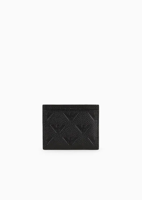Portacarte in Pelle con Logo Embossed / Nero - Ideal Moda