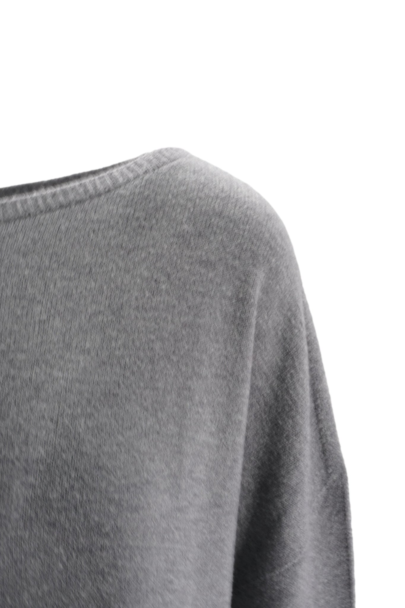 Maglia Boxy Fit con Girocollo Largo / Grigio - Ideal Moda