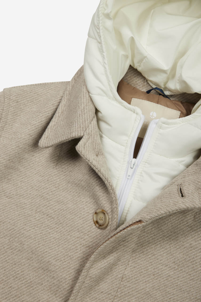 Cappotto Monopetto con Pettorina / Beige - Ideal Moda
