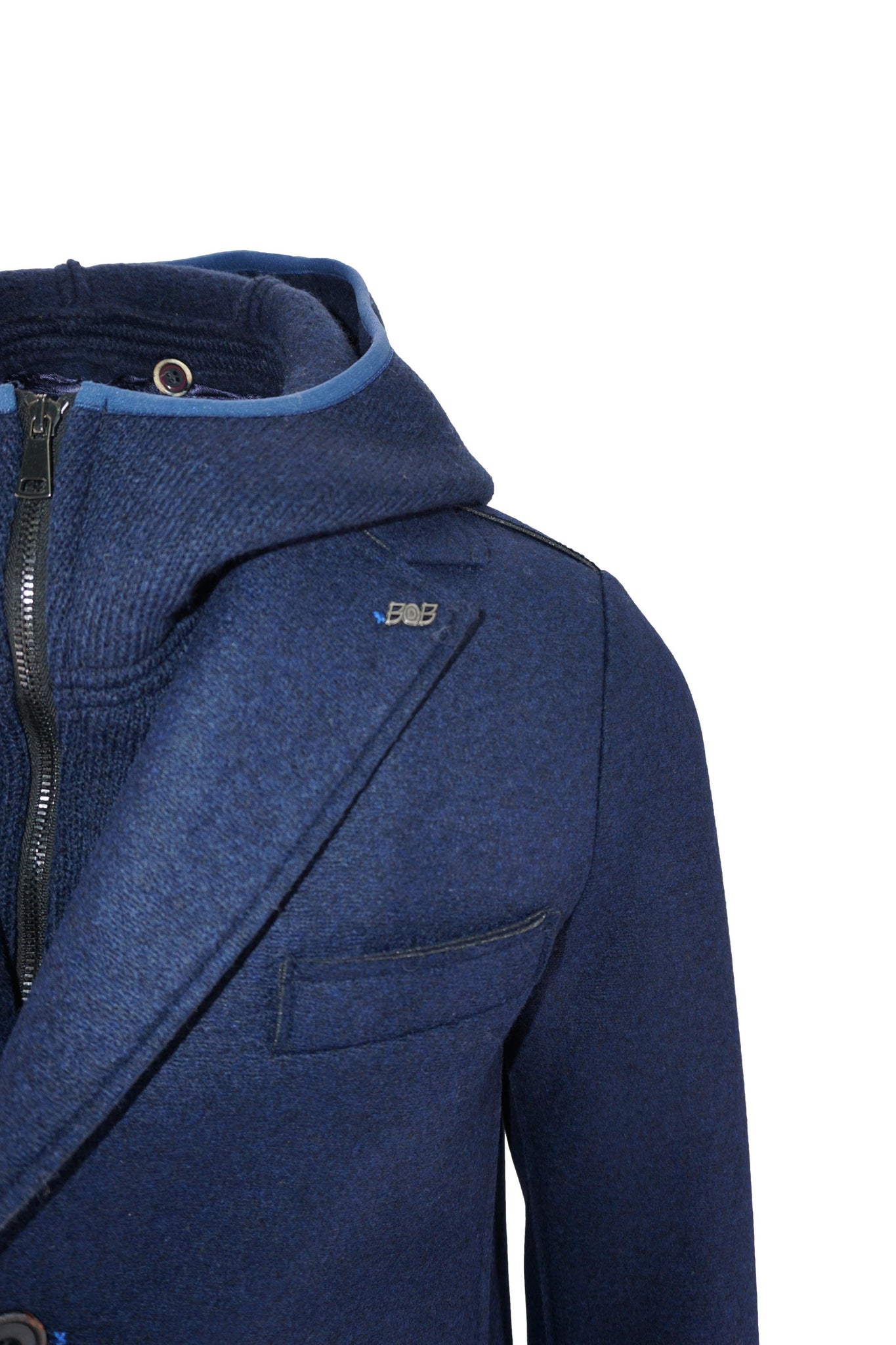 Cappotto Monopetto con Cappuccio / Blu - Ideal Moda