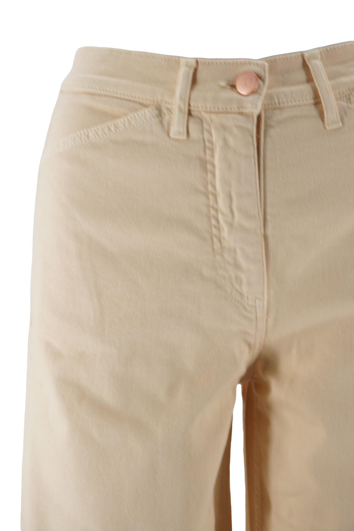 Jeans Cropped Fit con Mezzo Elastico / Beige - Ideal Moda