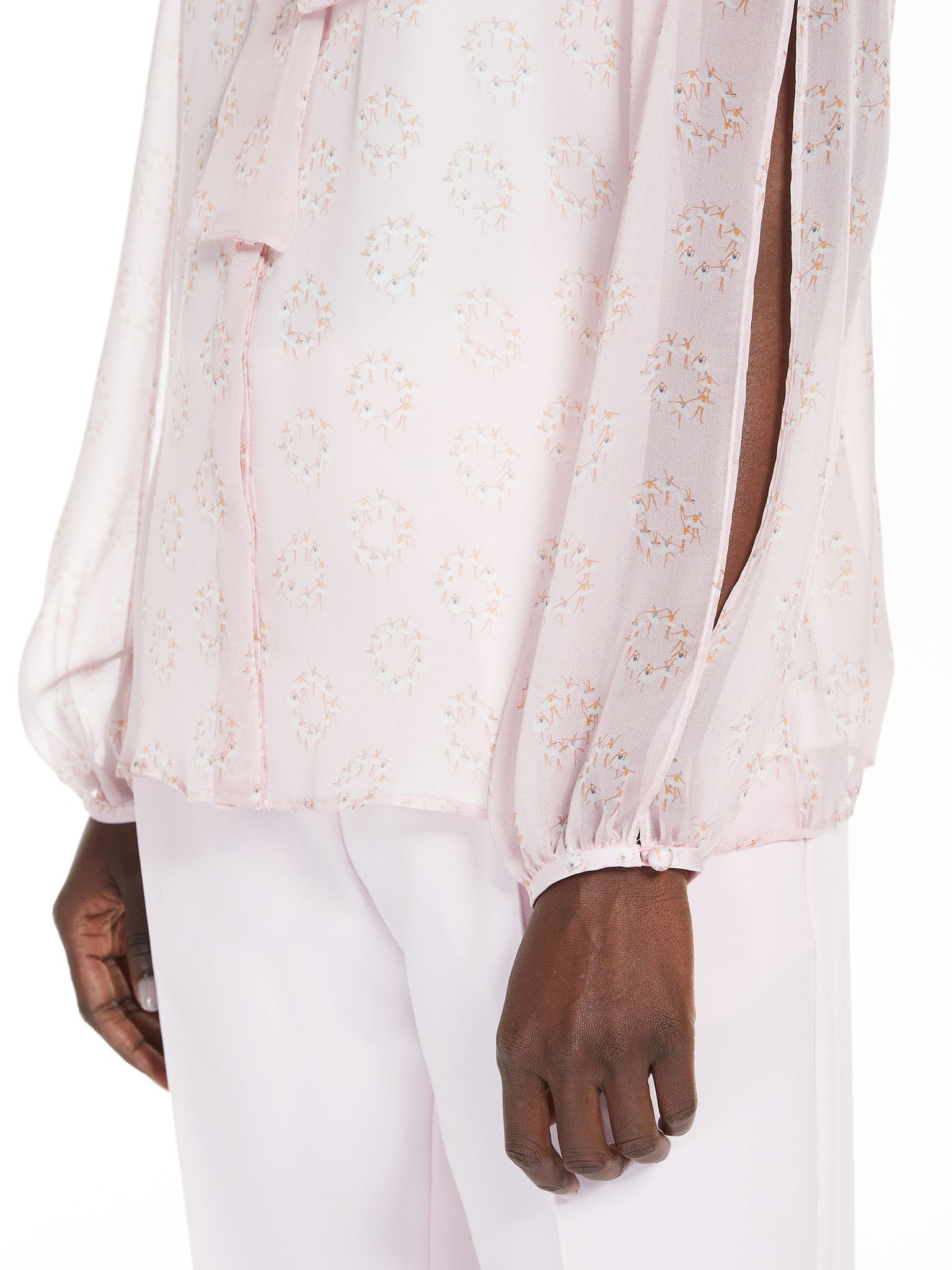 Blusa con Fiocco in Seta Stampata / Rosa - Ideal Moda
