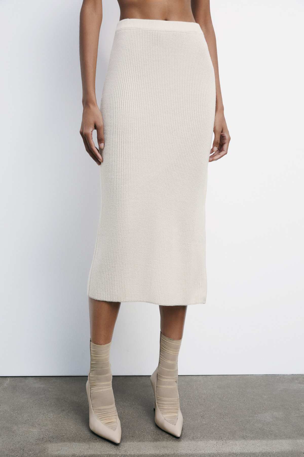 Gonna Midi in Maglia / Avorio - Ideal Moda