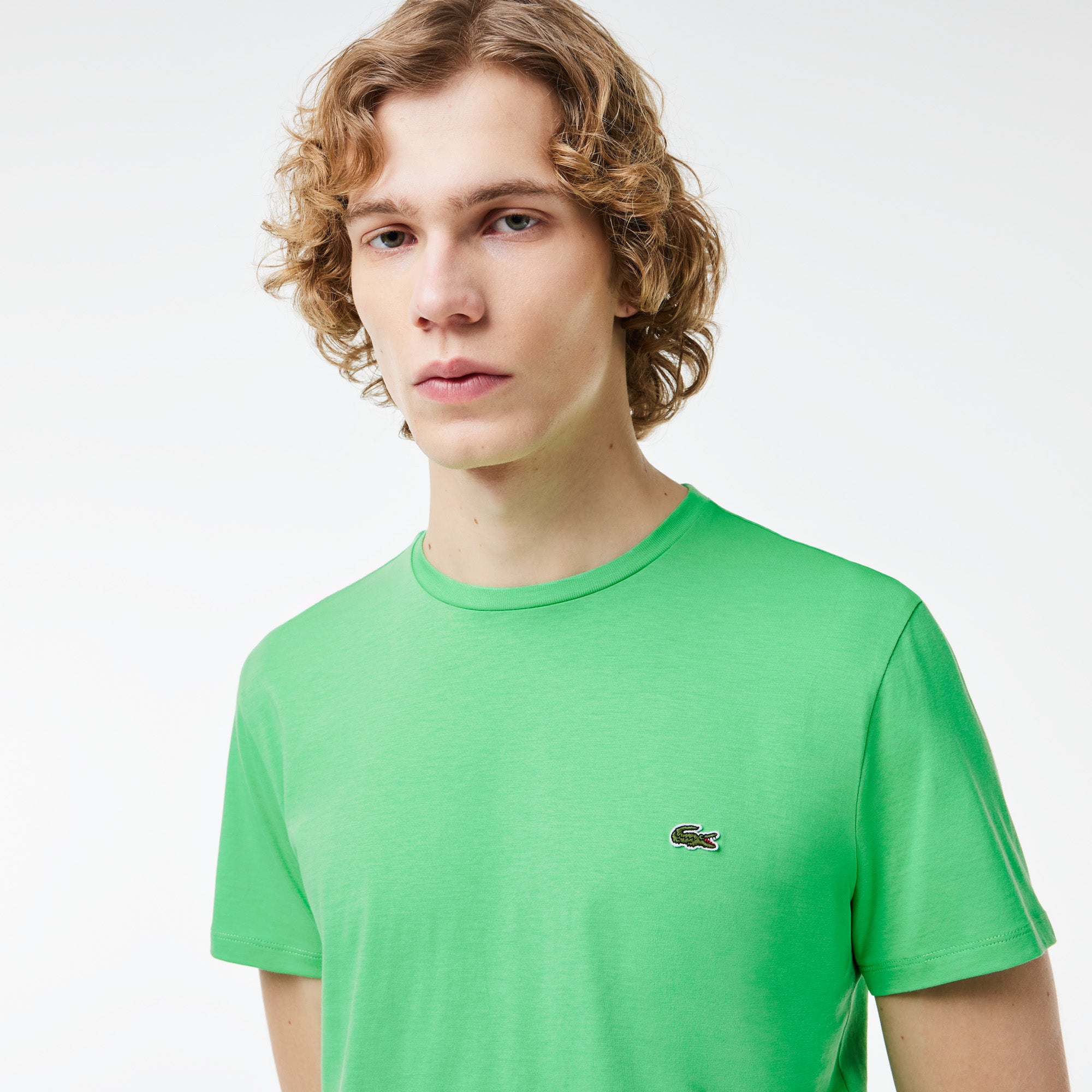 T-Shirt a Girocollo in Jersey di Cotone Pima / Verde - Ideal Moda