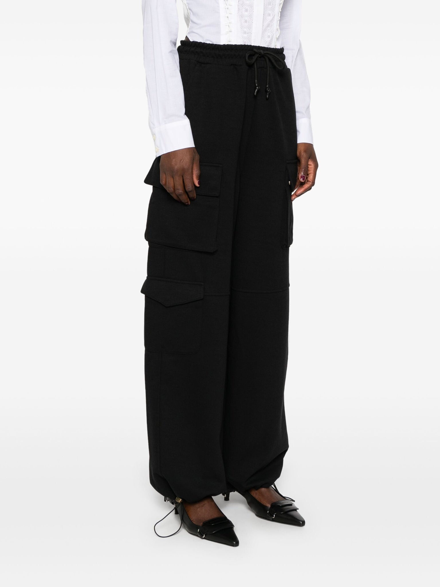 Pantalone Cargo in Felpa / Nero - Ideal Moda