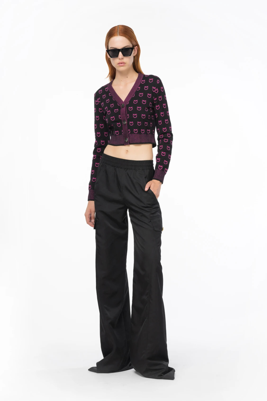 Maglia Cardigan Corto con Logo / Nero - Ideal Moda
