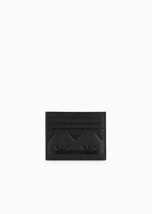 Portacarte in Pelle con Logo Embossed / Nero - Ideal Moda