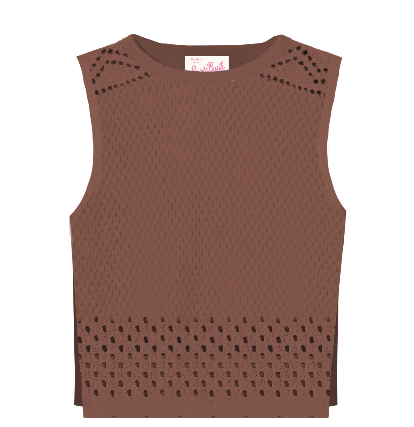 Top in Maglia con Trafori / Marrone - Ideal Moda