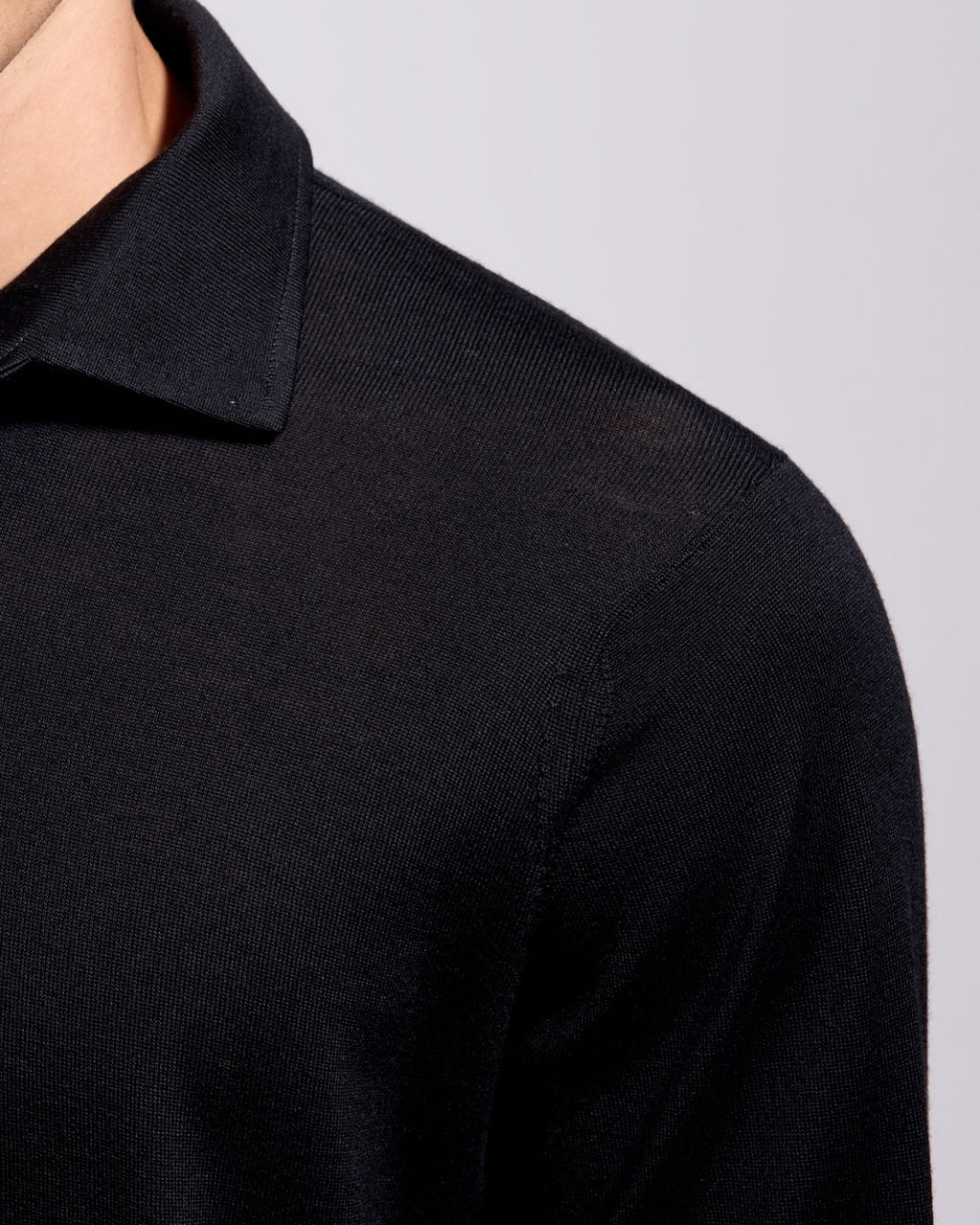 Polo in Maglia Collo Paramontura / Nero