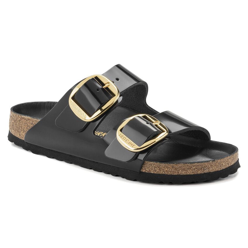 Sandalo Arizona Big Buckle in Pelle Vernice / Nero - Ideal Moda