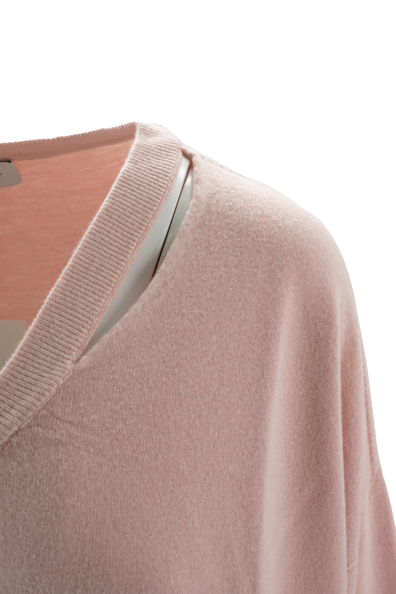 Maglia Boxy Fit con Scollo a V / Rosa - Ideal Moda