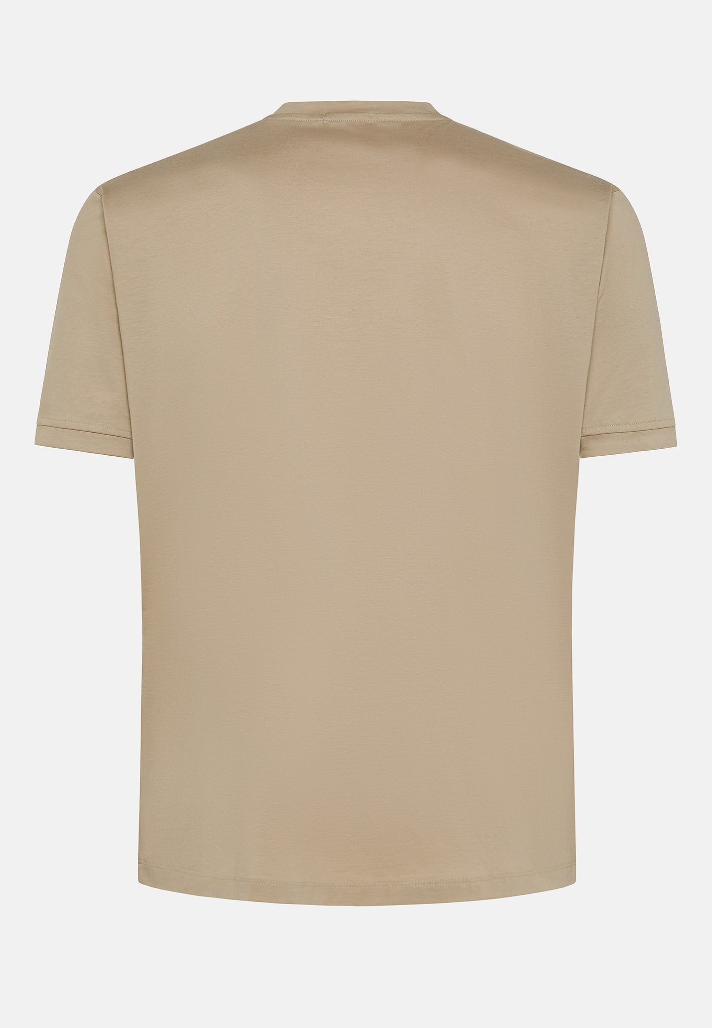 T-Shirt Girocollo in Cotone Filo di Scozia / Beige - Ideal Moda