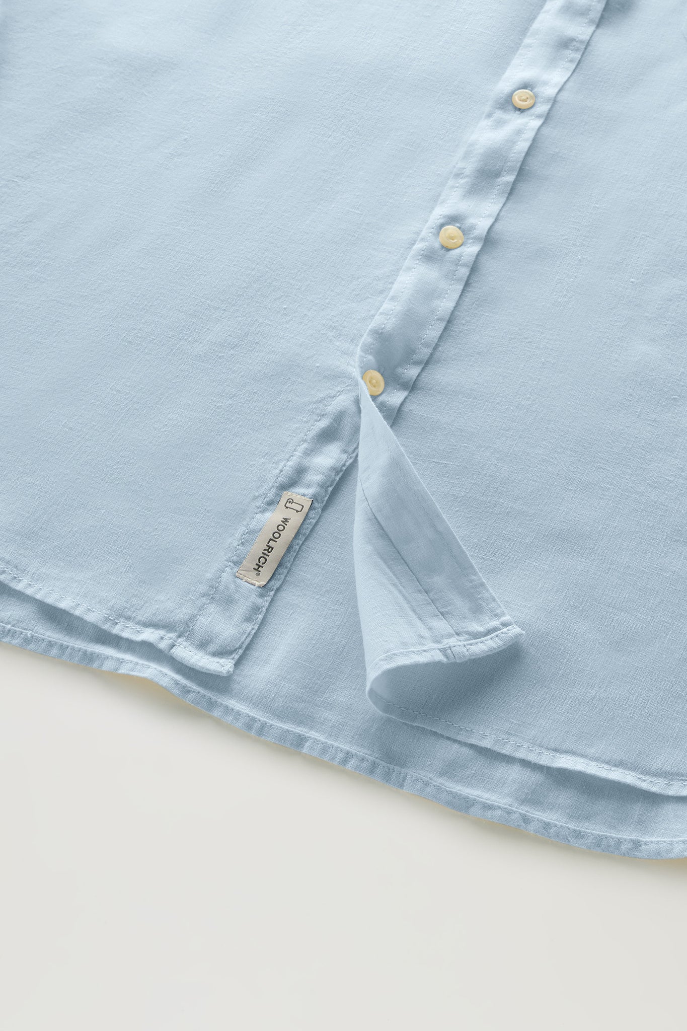 Camicia in Puro Lino con Colletto alla Coreana / Celeste - Ideal Moda