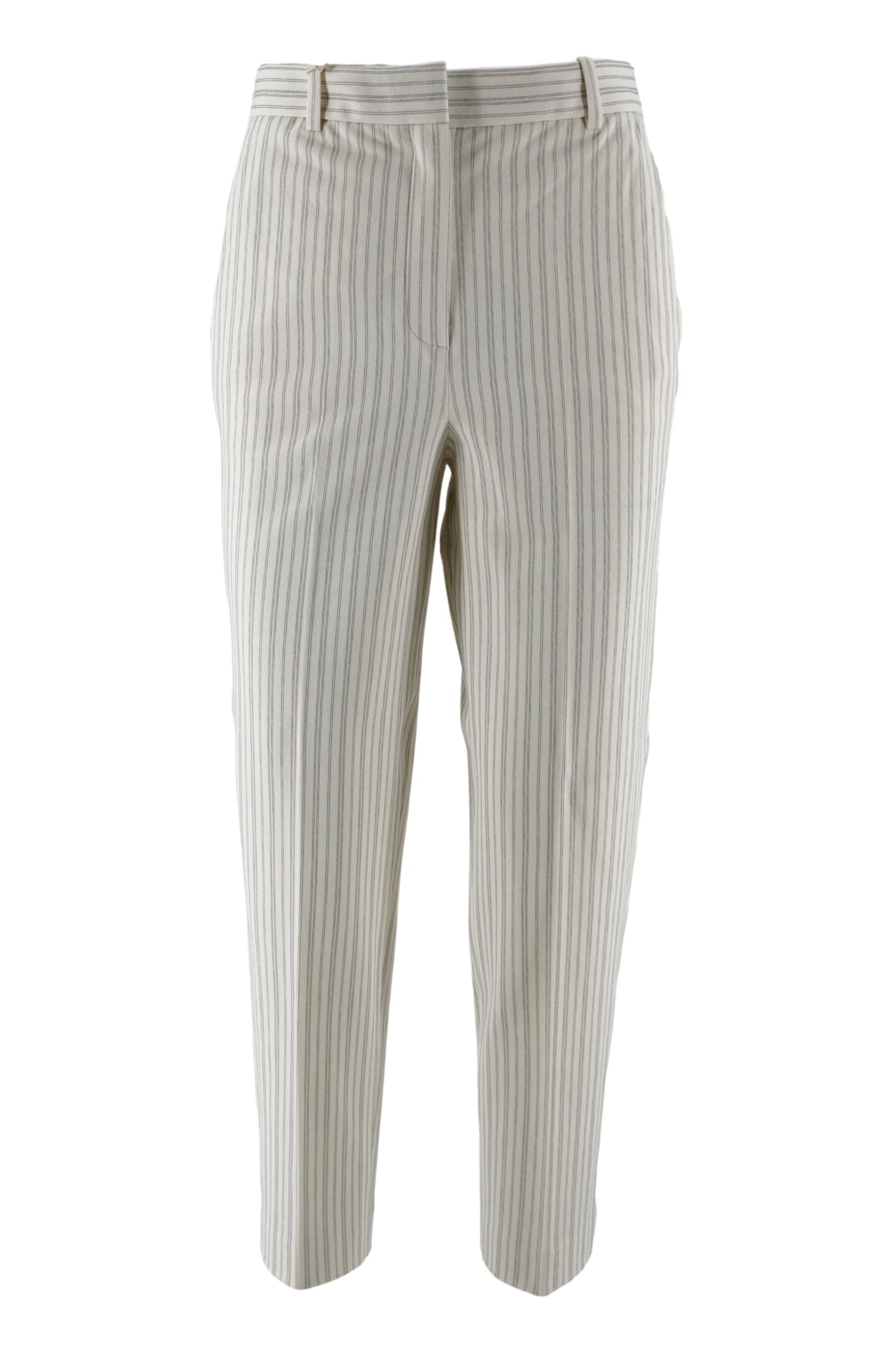 Pantalone con Fantasia a Righe / Bianco - Ideal Moda