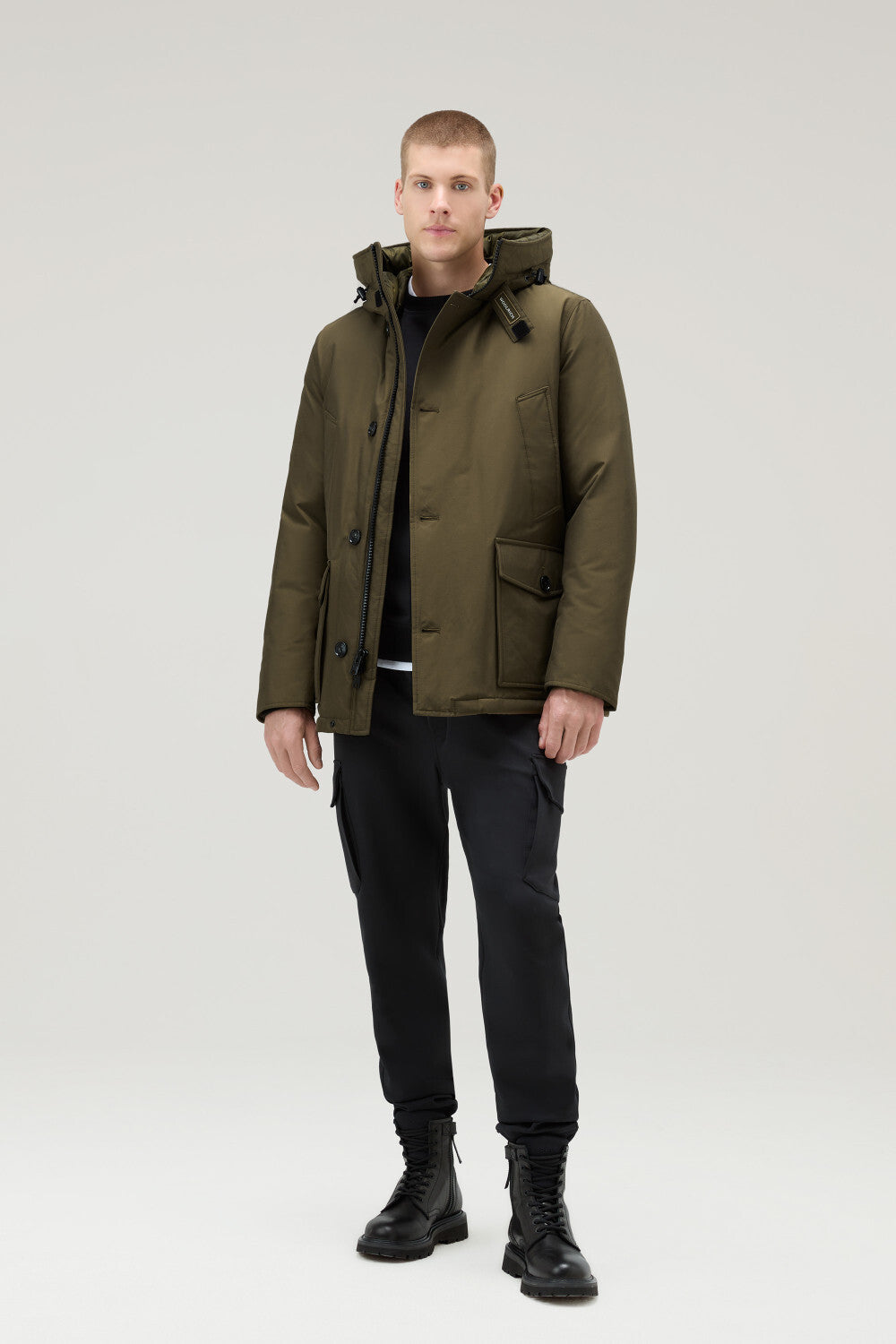 Arctic Anorak Parka in Tessuto Ramar / Verde - Ideal Moda