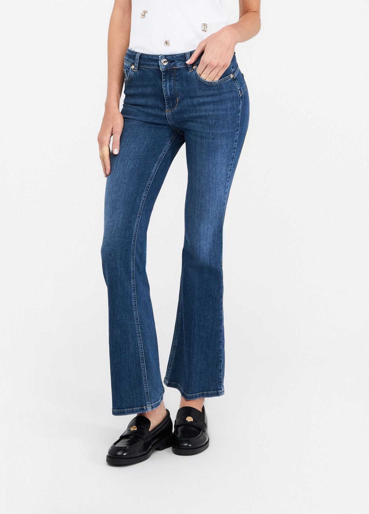 Jeans Flare a Vita Alta / Jeans - Ideal Moda