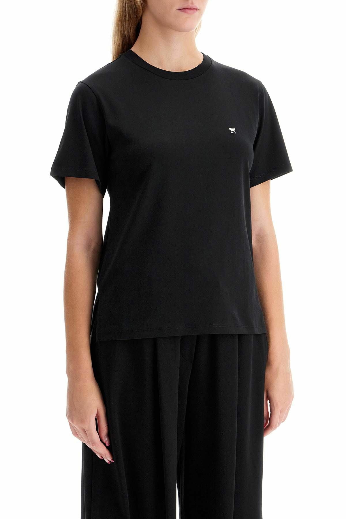 T-Shirt Dritta in Jersey / Nero - Ideal Moda