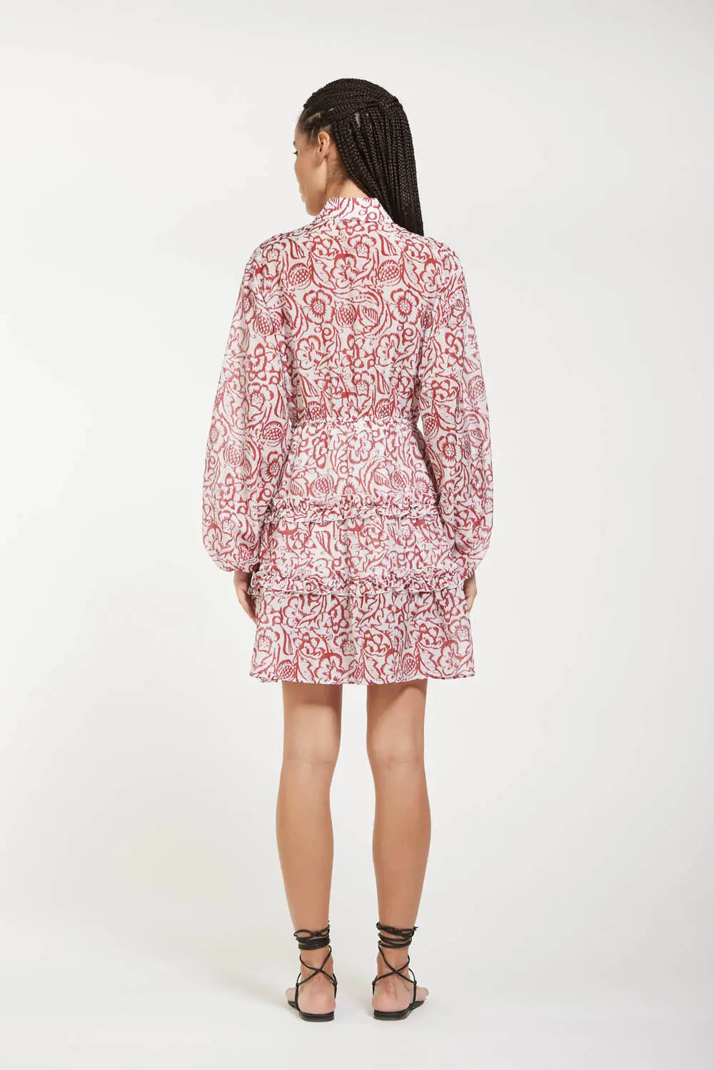 Abito Corto in Mussola di Cotone / Bordeaux - Ideal Moda