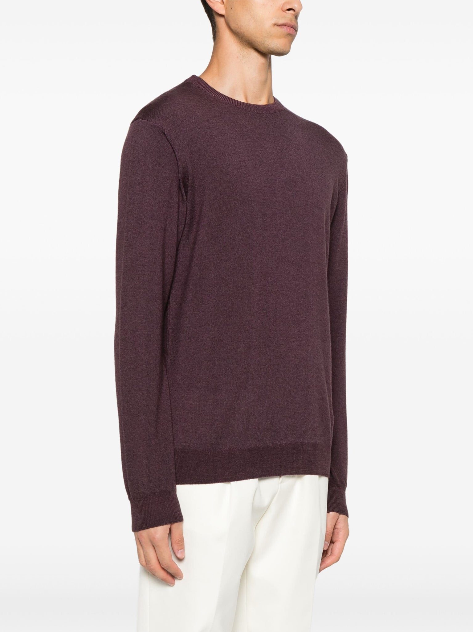 Maglia Girocollo in Lana / Bordeaux - Ideal Moda