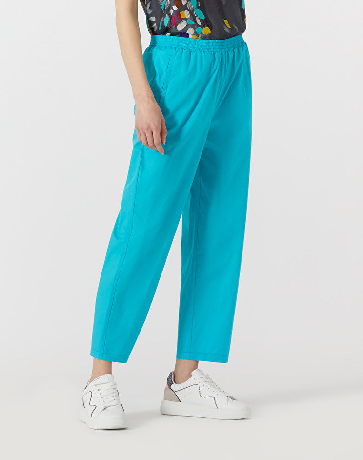 Pantalone in Cotone con Elastico in Vita / Azzurro - Ideal Moda