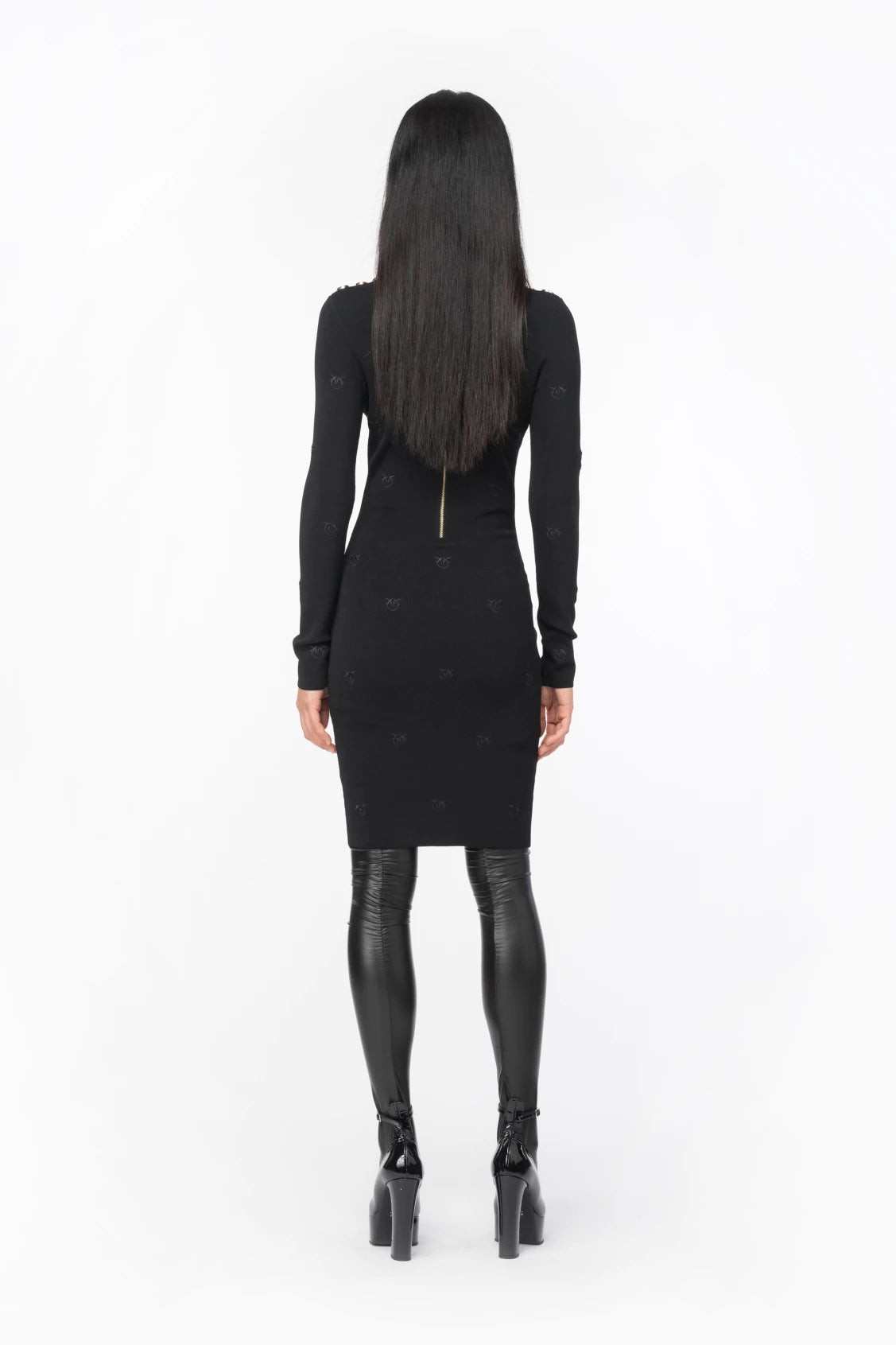 Abito Jacquard con Logo / Nero - Ideal Moda