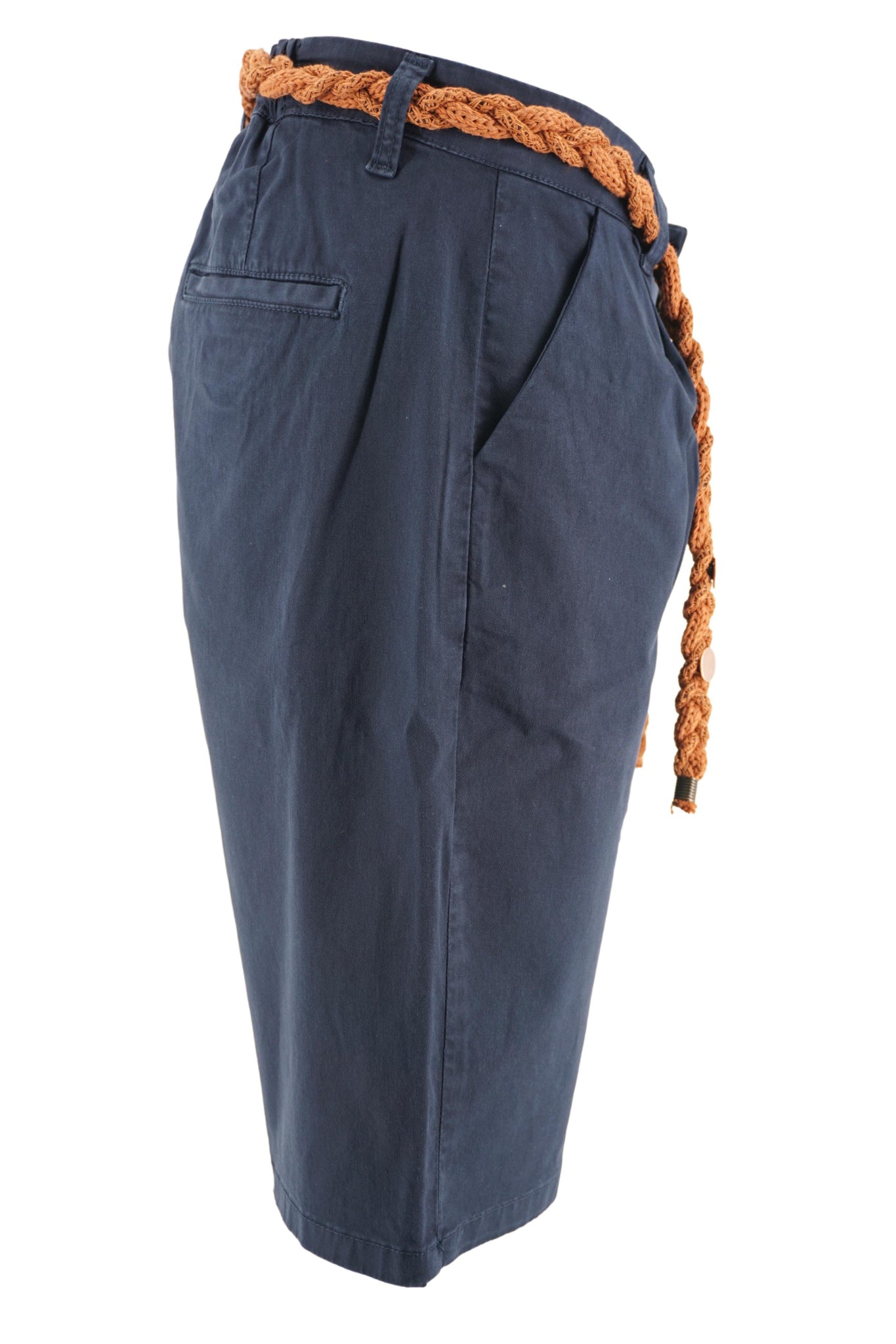 Pantaloncino con Pinces e Cintura / Blu - Ideal Moda